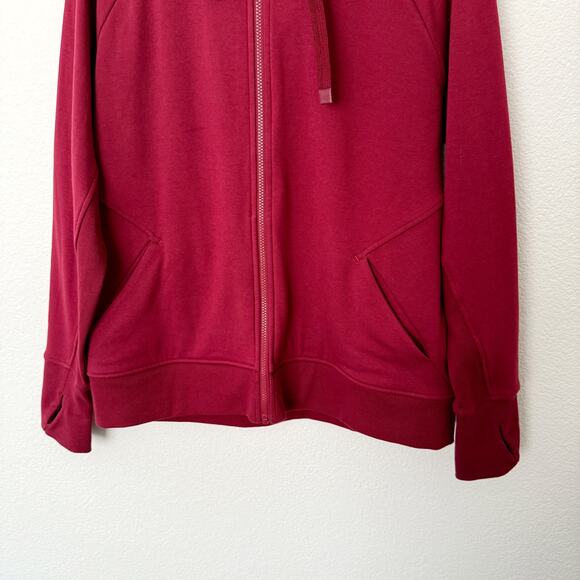 [Athleta] Burgundy Red Triumph Hoodie Full Zip Jacket Workout Cotton Blend Sz XL - Picture 7 of 12